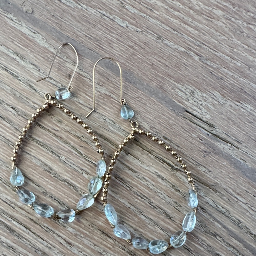 Elegant Gold and Blue Teardrop Earrings